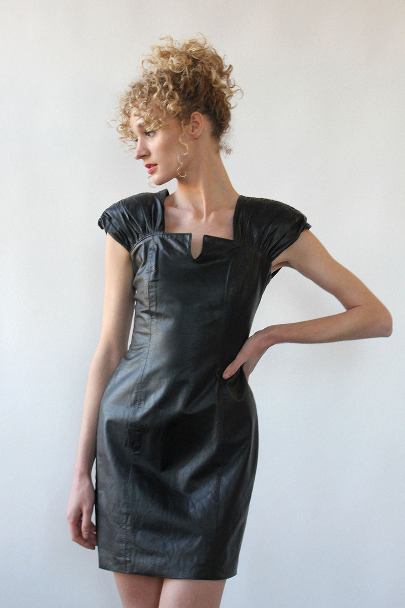Haute Black Leather Dress S OMNIA Haute Black Leather Dress S OMNIA