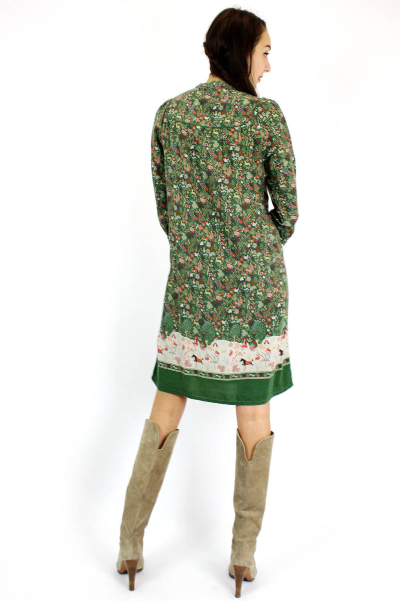 apc silk dress APC Blue Silk Floral Print Shirt Dress XS International