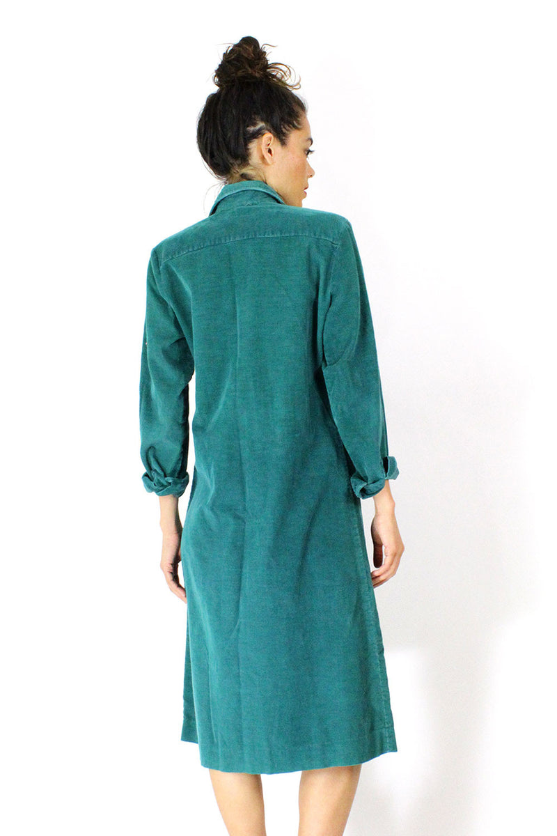 Teal Corduroy Shirt Dress S OMNIA Teal Corduroy Shirt Dress S OMNIA