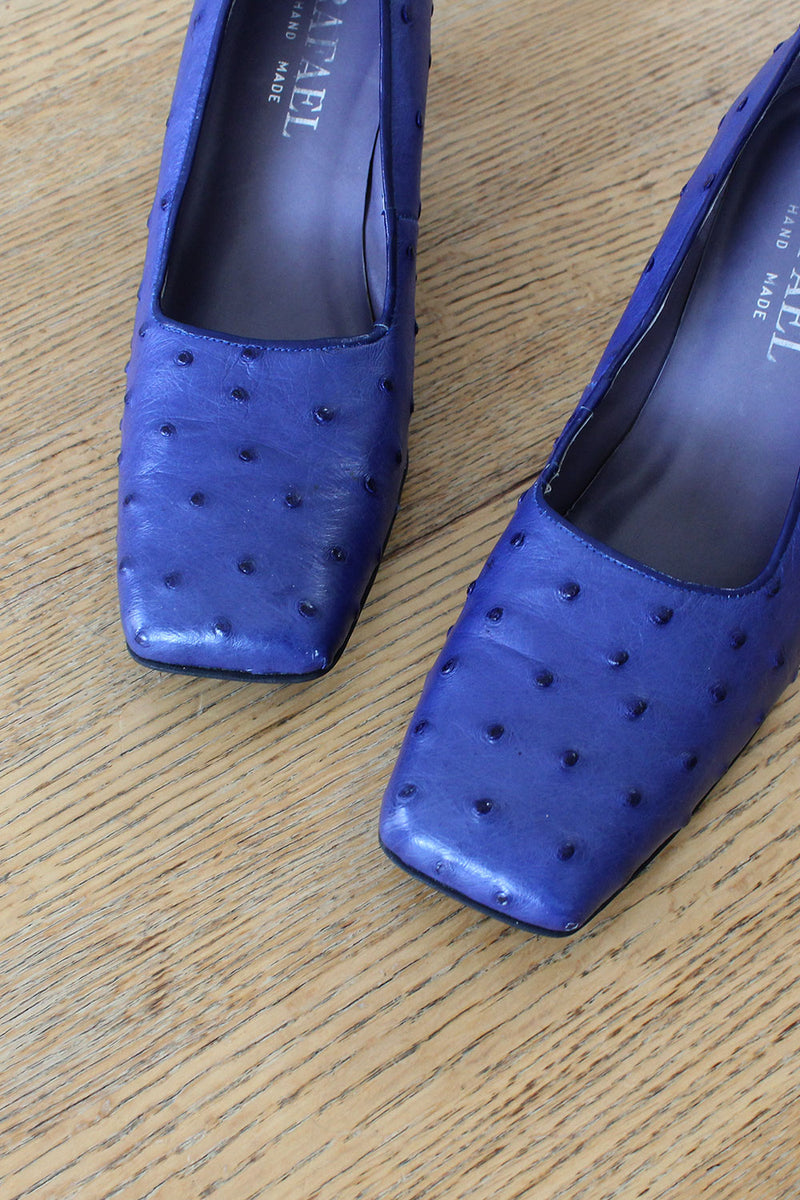 cobalt blue womens dress shoes Cobalt Ostrich Heels 7 1/2