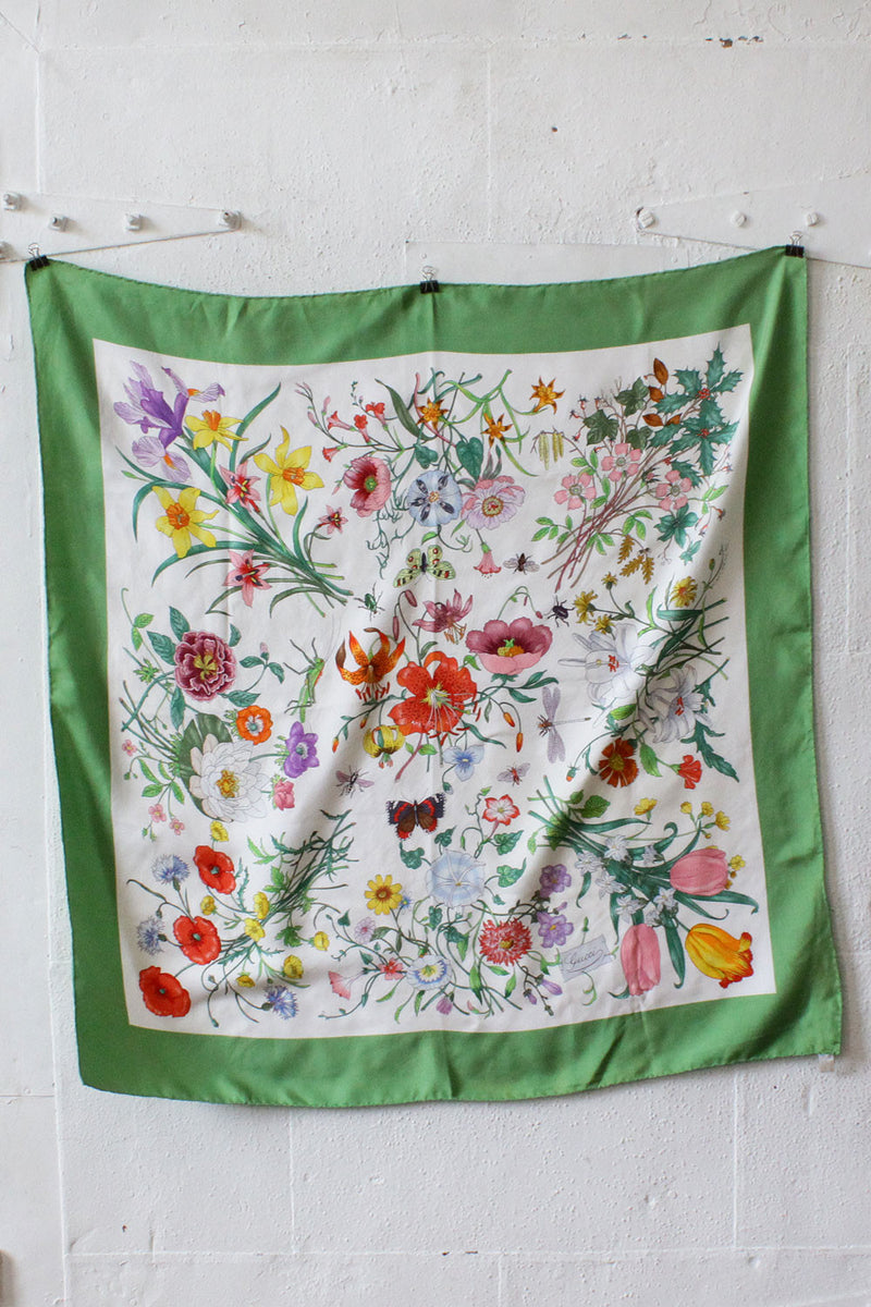 Framed Gucci Silk Flora Print Scarf