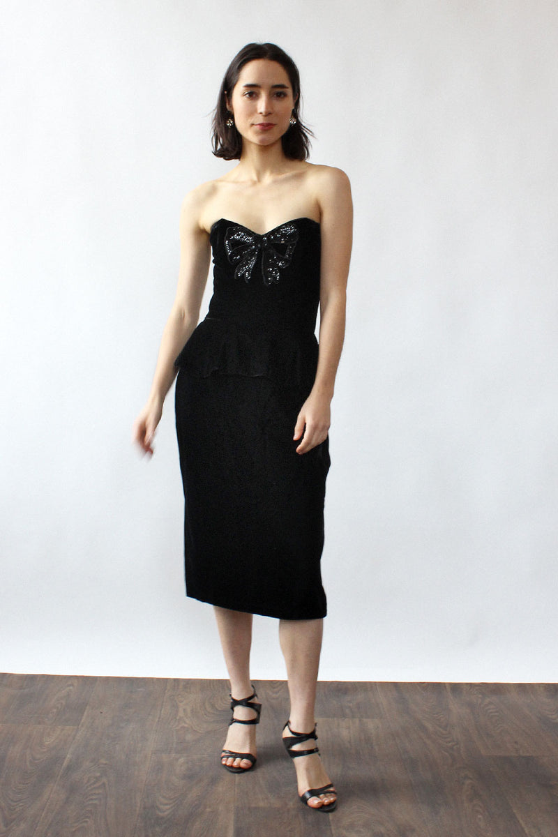Gunne Sax Sequin Bow Velvet Dress XS – OMNIA Gunne Sax Sequin Bow Velvet Dress XS – OMNIA