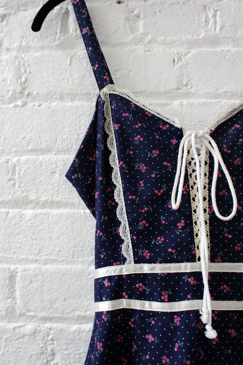 Midnight Ditsy Floral Gunne Sax Dress XS OMNIA Midnight Ditsy Floral Gunne Sax Dress XS OMNIA