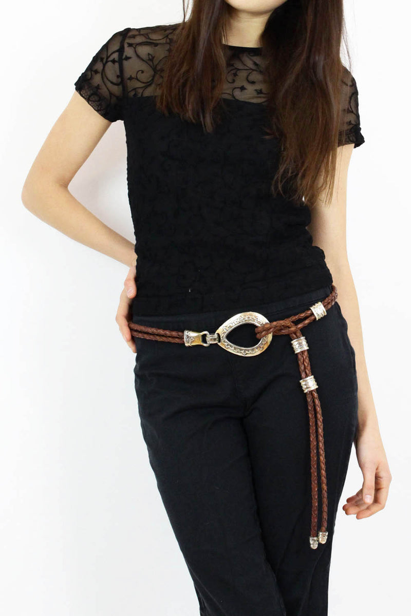 Brighton braided leather belt