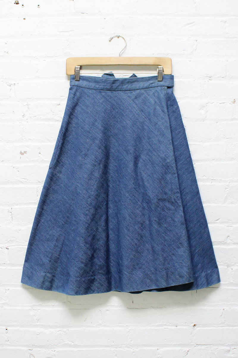 70s Denim Wrap Skirt OMNIA