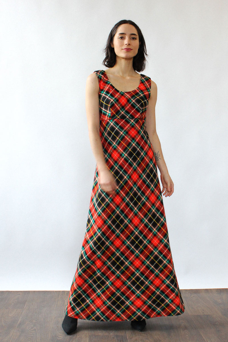 Kelly Plaid Maxi Dress S – OMNIA