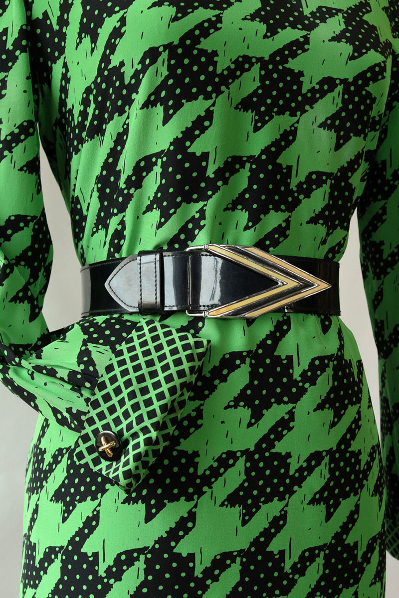 Lime Houndstooth Bill Blass Dress S/M OMNIA Lime Houndstooth Bill Blass Dress S/M OMNIA