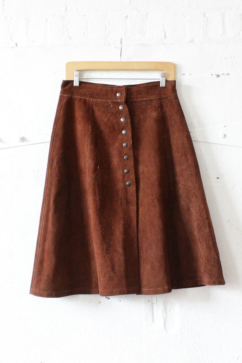 Chocolate 70s Suede Skirt M - Main Image