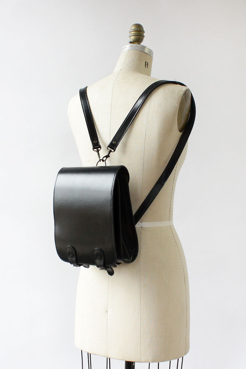 Minimal Black Leather Backpack Minimal Black Leather Backpack