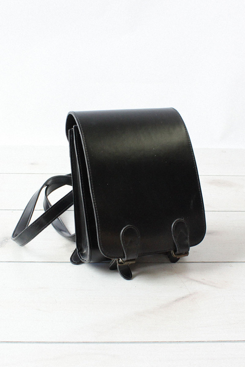 black minimal backpack leather Minimal Black Leather Backpack
