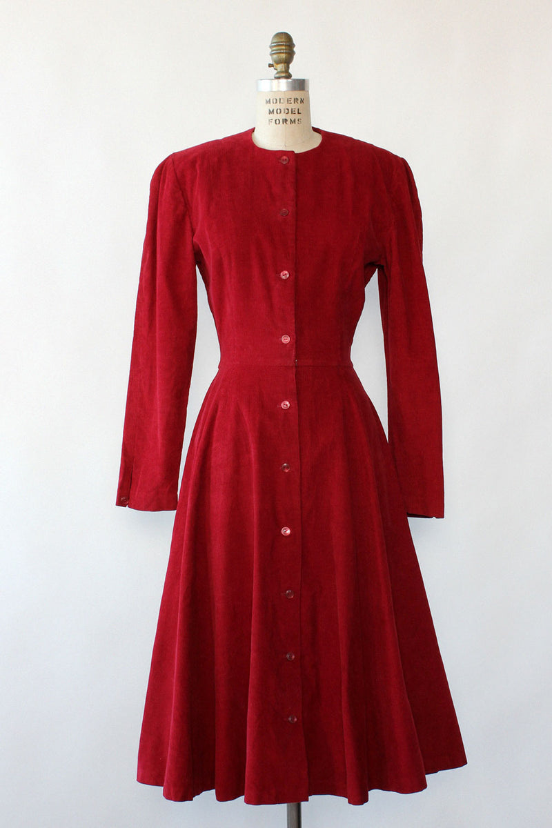 Burgundy Corduroy Flare Dress M OMNIA Burgundy Corduroy Flare Dress M OMNIA