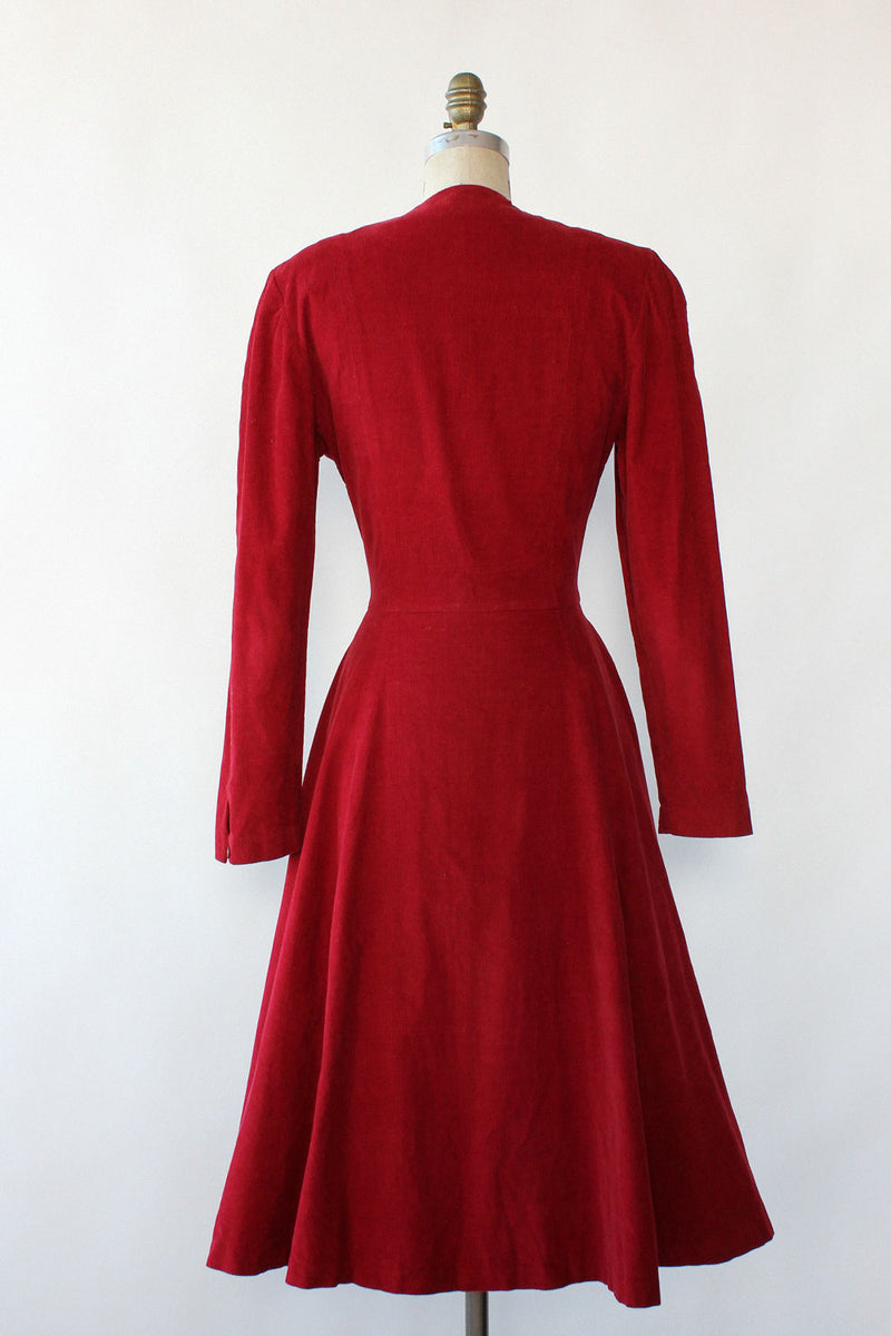 Burgundy Corduroy Flare Dress M OMNIA Burgundy Corduroy Flare Dress M OMNIA