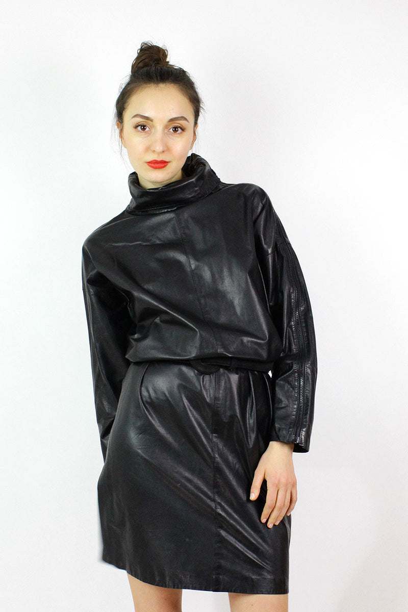 northbound leather dress North Beach Leather Zip Dress S/M OMNIA