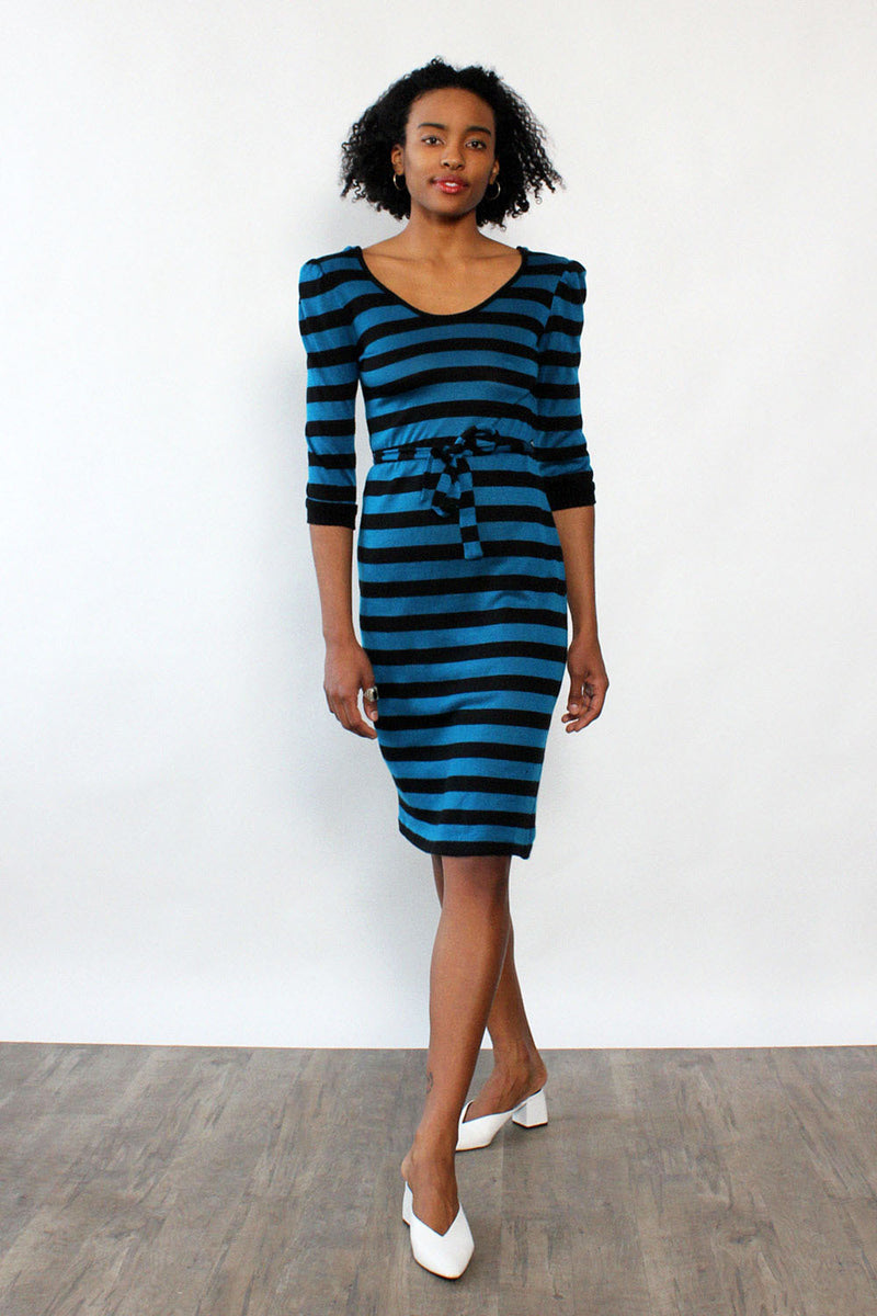 Peacock Stripe Knit Dress XS-M OMNIA Peacock Stripe Knit Dress XS-M OMNIA