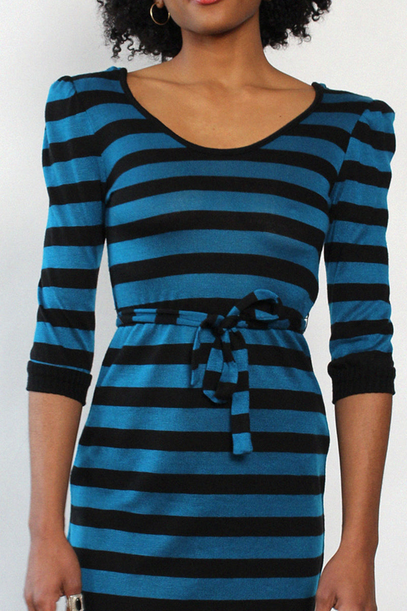 Peacock Stripe Knit Dress XS-M OMNIA Peacock Stripe Knit Dress XS-M OMNIA
