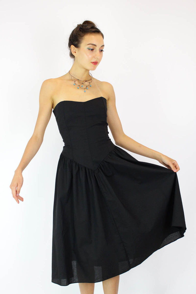 Black Corset Flare Dress M OMNIA Black Corset Flare Dress M OMNIA