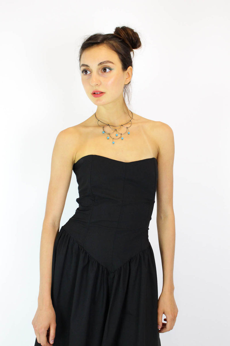 Black Corset Flare Dress M Black Corset Flare Dress M