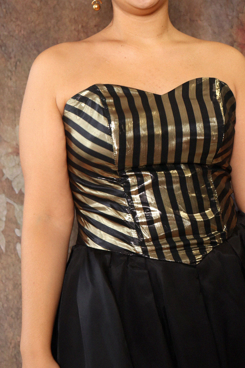 Gold Stripe Bustier Dress L/XL OMNIA Gold Stripe Bustier Dress L/XL OMNIA