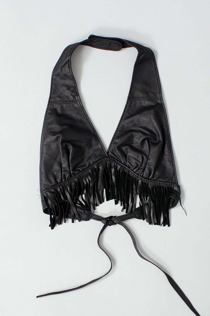 Leather Fringe Halter Top