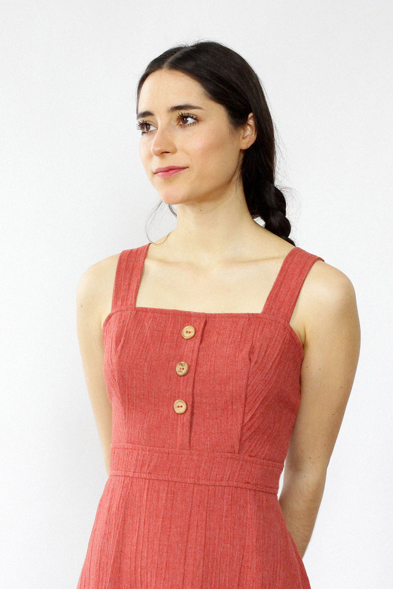 Rust Red 70s Jumper Dress S/M – OMNIA Rust Red 70s Jumper Dress S/M – OMNIA