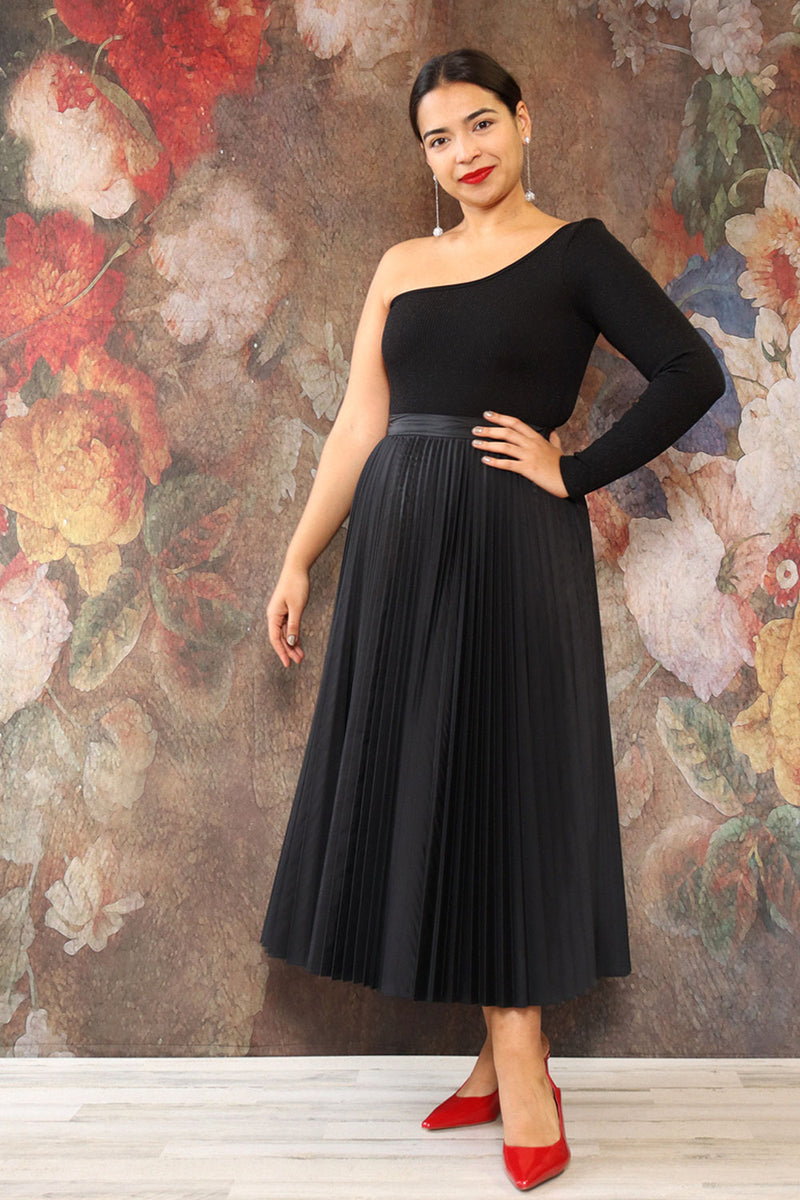 knife pleat dress code ASTR the Label | Sidra Cotton Knife Pleat Godet Midi Skirt in White