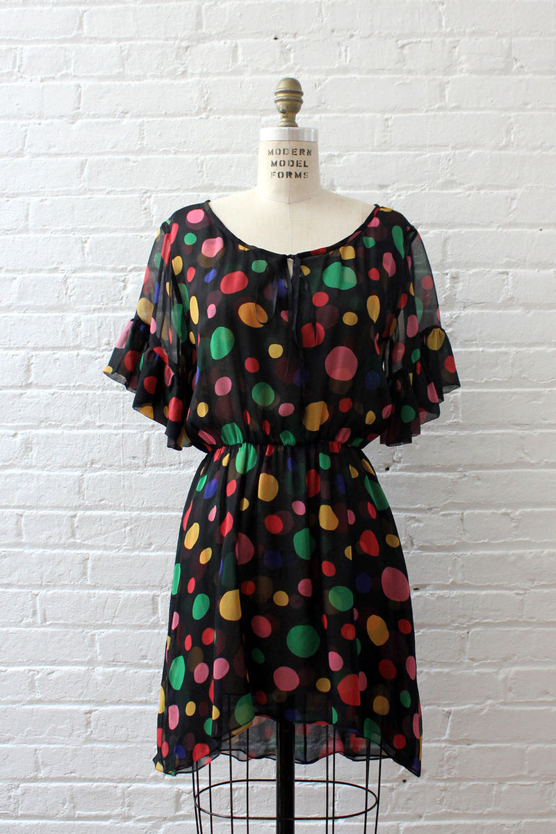 Rainbow Polka Dot Chiffon Dress S/M – OMNIA