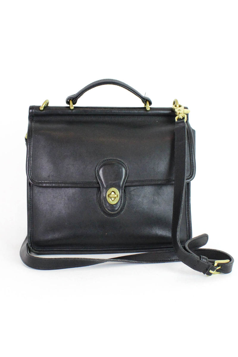 Black Leather Coach Willis Bag