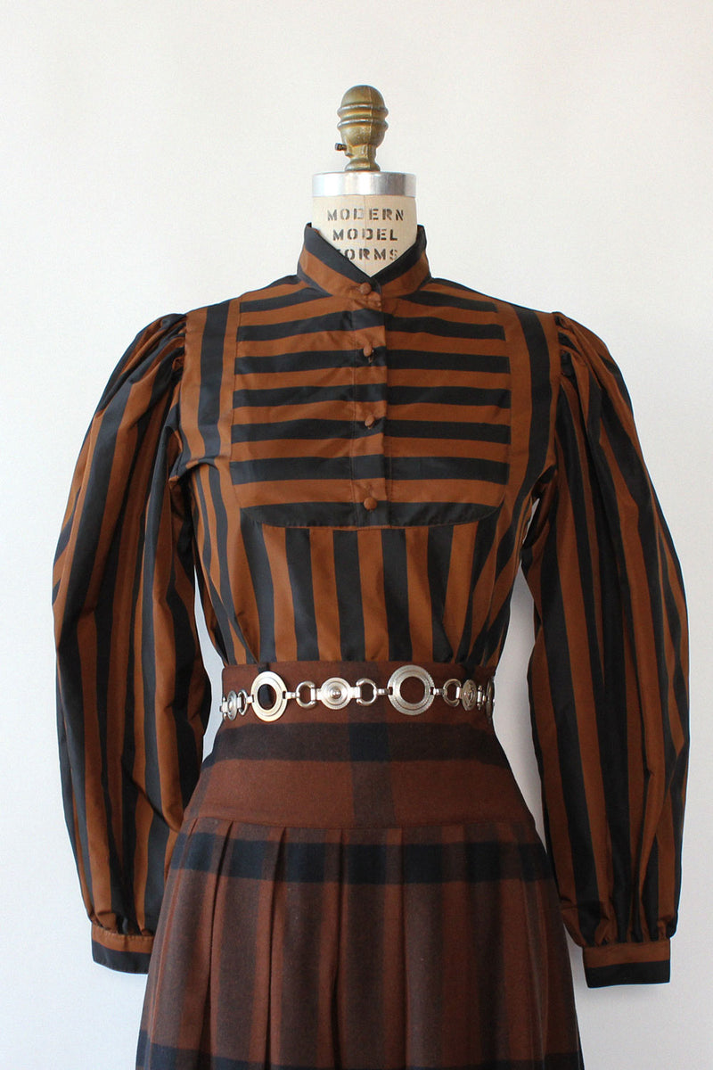 Chaus Puff Stripe Blouse S OMNIA