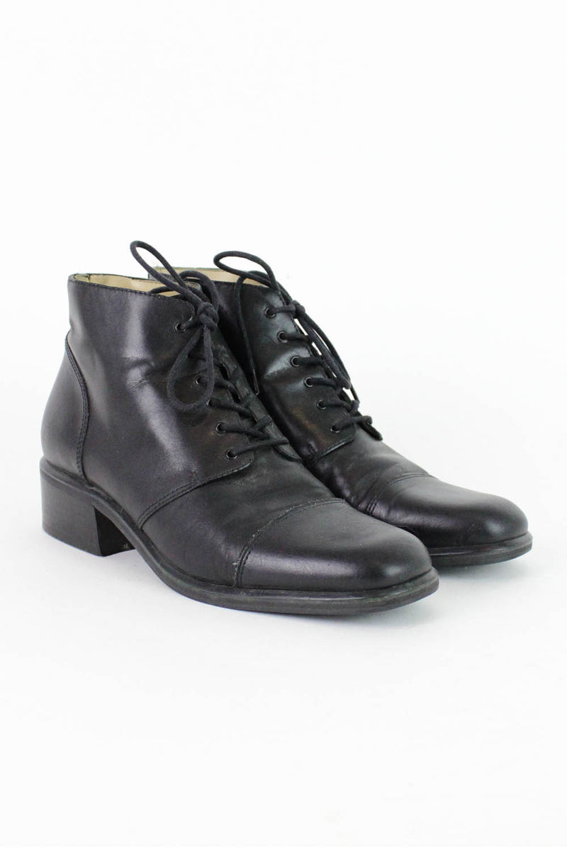Black Lace Up Ankle Boots 7.5