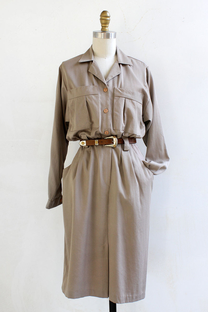 Khaki Safari Dress S Khaki Safari Dress S