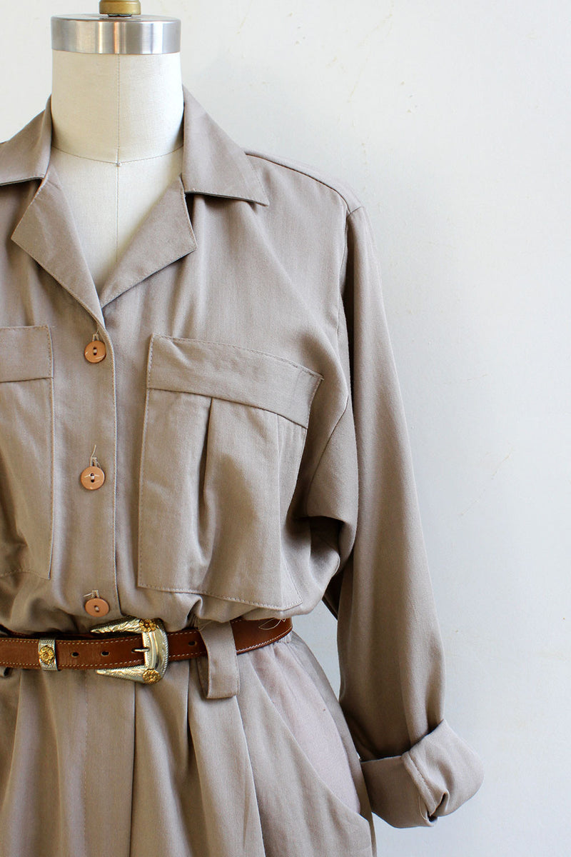 Khaki Safari Dress S OMNIA Khaki Safari Dress S OMNIA