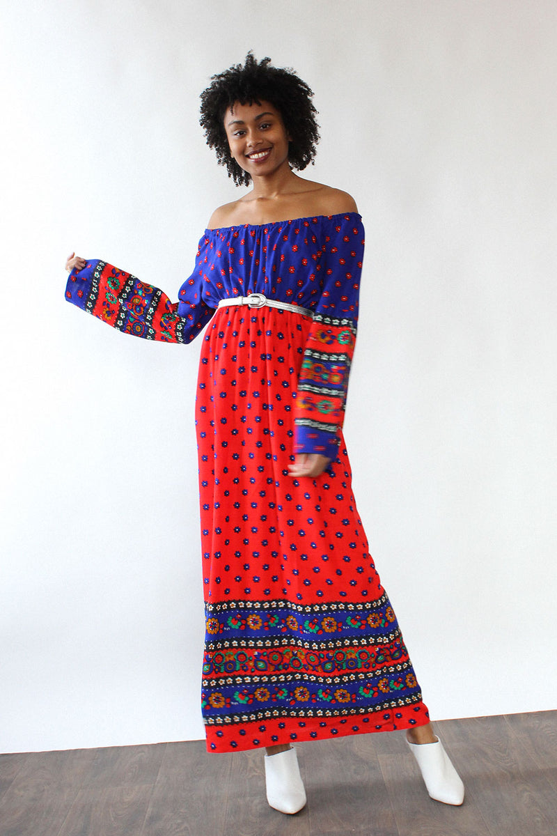 Pop Floral Hippie Dress S-L OMNIA Pop Floral Hippie Dress S-L OMNIA