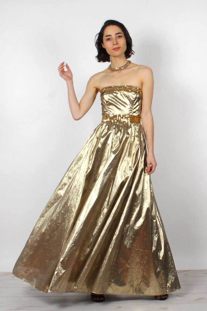 Gunne Sax Gold Lam Gown XS Gunne Sax Gold Lam Gown XS