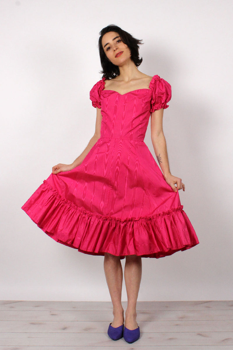 Hot Pink Moir Dress XS OMNIA Hot Pink Moir Dress XS OMNIA