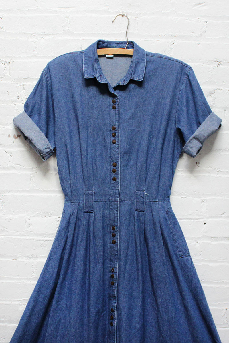Denim Flare Dress M OMNIA Denim Flare Dress M OMNIA