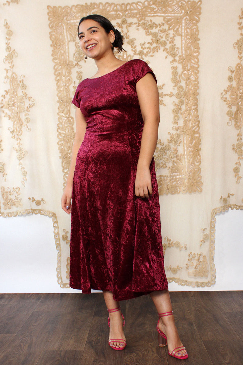 Crushed Velvet Scoop Back Dress M/L Crushed Velvet Scoop Back Dress M/L