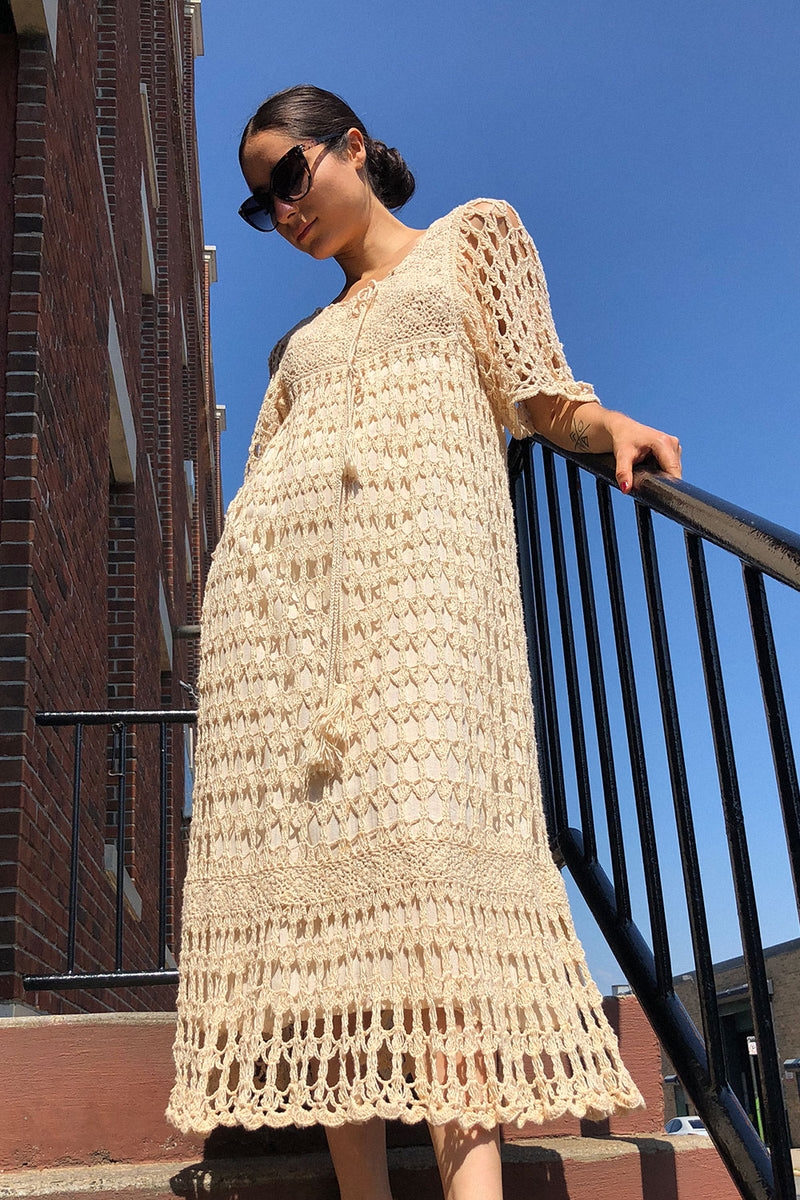 Ivory Crochet Dress XS/S OMNIA Ivory Crochet Dress XS/S OMNIA