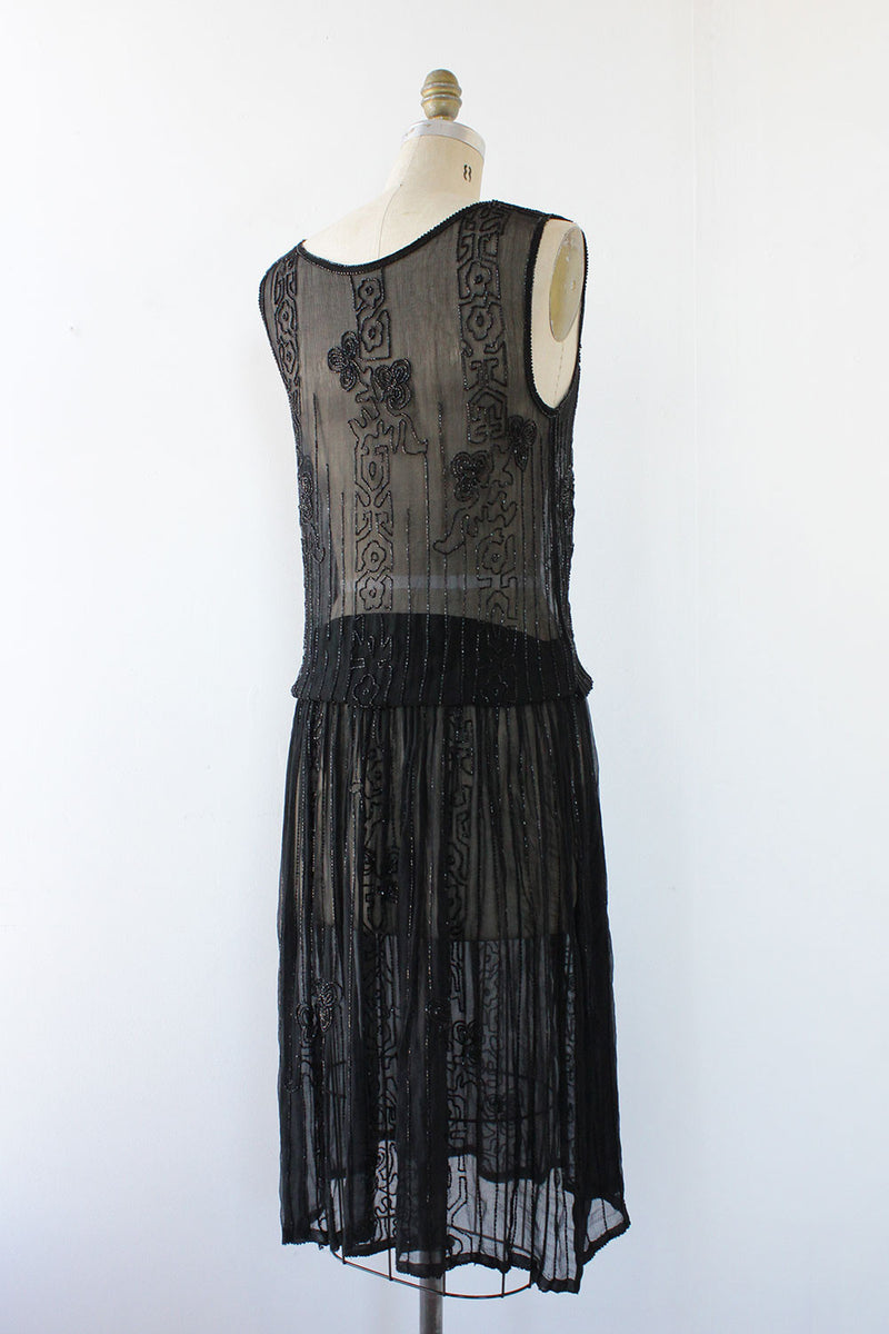Beaded Silk Midnight In Paris Dress S OMNIA Beaded Silk Midnight In Paris Dress S OMNIA