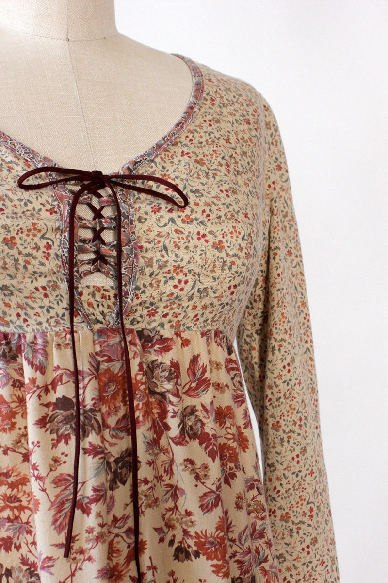 Mixed Print Boho Peasant Dress S/M – OMNIA Mixed Print Boho Peasant Dress S/M – OMNIA