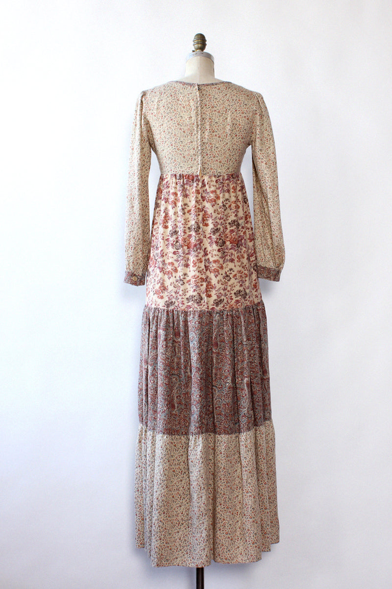 Mixed Print Boho Peasant Dress S/M OMNIA Mixed Print Boho Peasant Dress S/M OMNIA