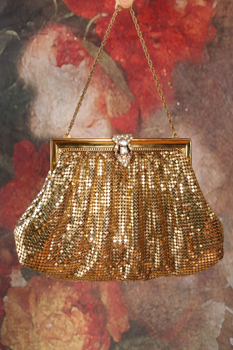 Evening Clutch Mesh Whiting And Davis Bags Antique Gold Whiting