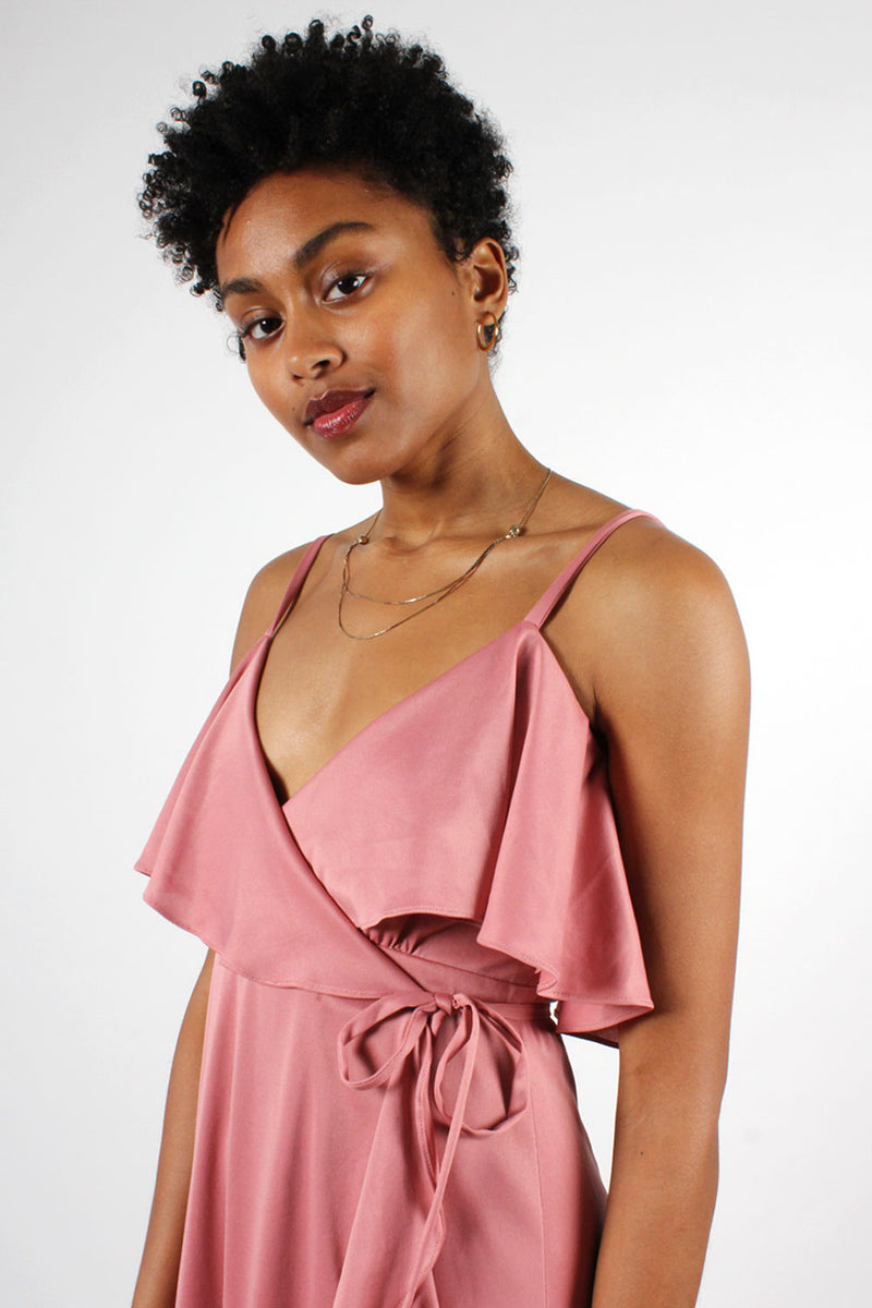 Rose Ruffle Wrap Dress XS-M – OMNIA Rose Ruffle Wrap Dress XS-M – OMNIA