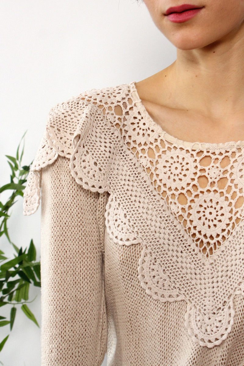 Carrie Crochet Yoke Sweater S/M – OMNIA