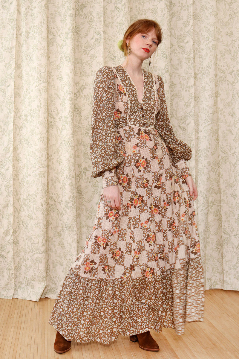 Jody T Earthy Bishop Sleeve Maxi Dress XS-M – OMNIA Jody T Earthy Bishop Sleeve Maxi Dress XS-M – OMNIA