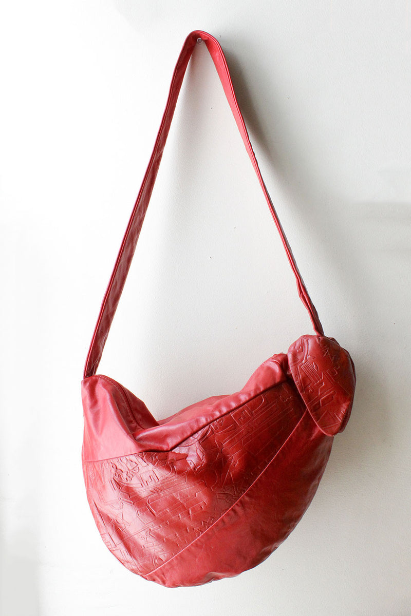 Red Leather Hobo Bag - Slouchy Leather Purse For Women