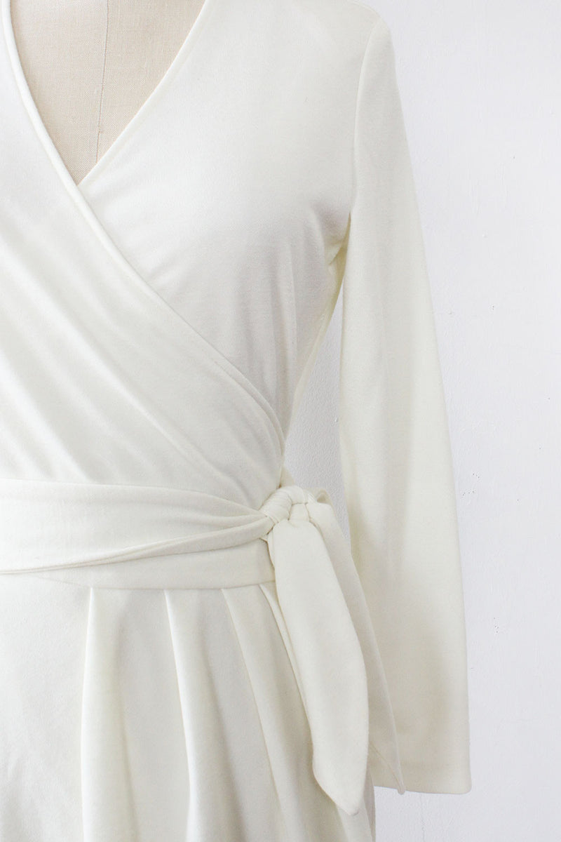 Ivory Knit Wrap Dress S/M OMNIA Ivory Knit Wrap Dress S/M OMNIA