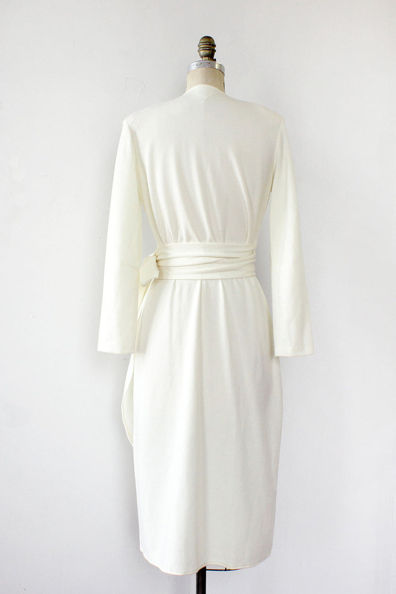Ivory Knit Wrap Dress S/M OMNIA Ivory Knit Wrap Dress S/M OMNIA