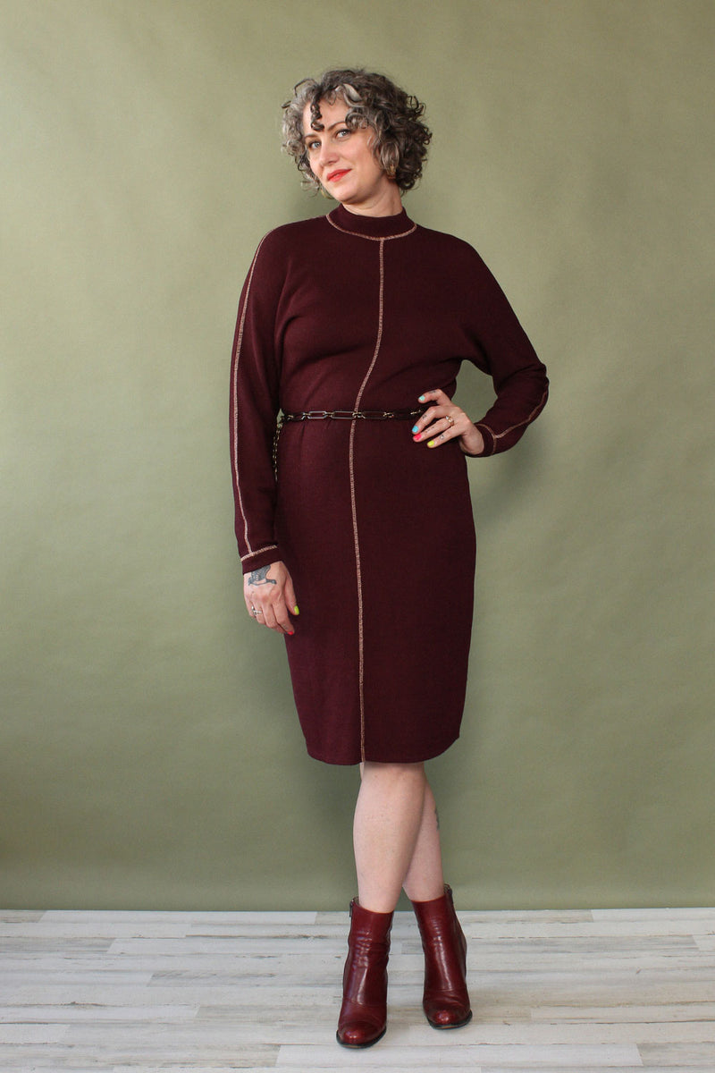 St. John Aubergine Sweater Dress M/L OMNIA St. John Aubergine Sweater Dress M/L OMNIA