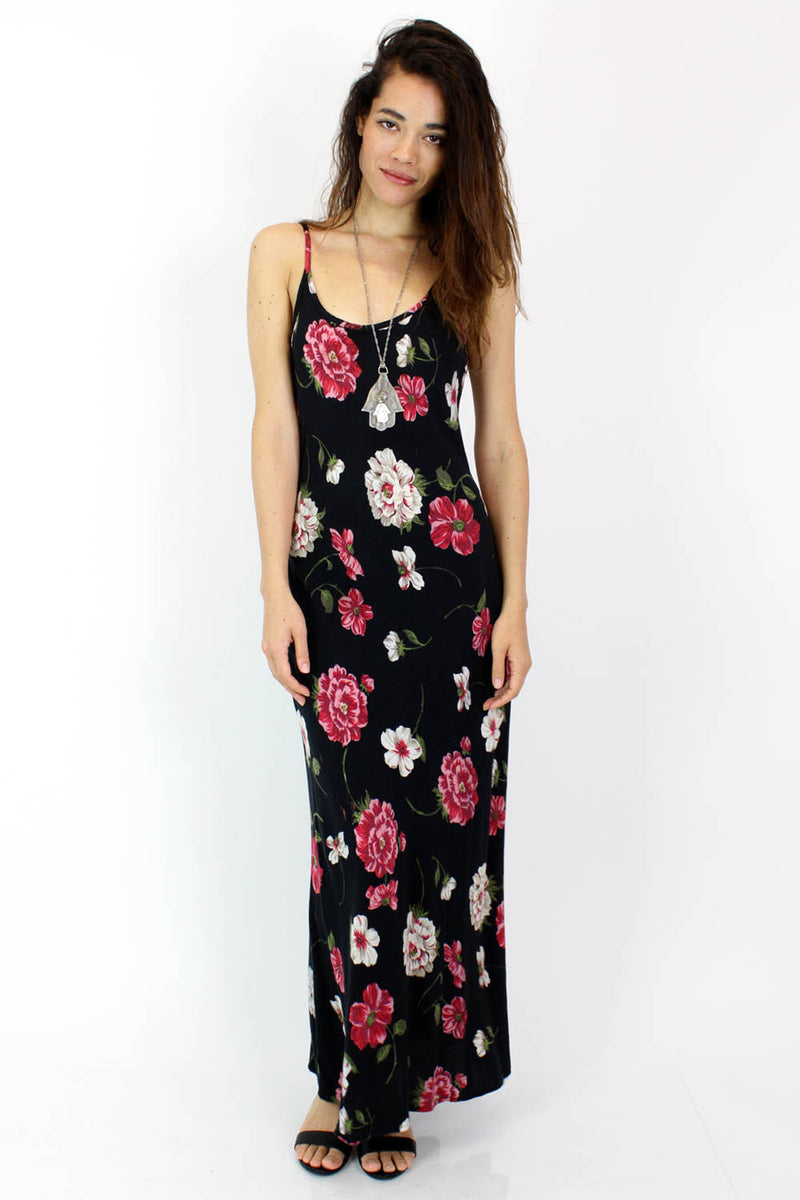 90s Dark Floral Maxi Dress S/M OMNIA 90s Dark Floral Maxi Dress S/M OMNIA