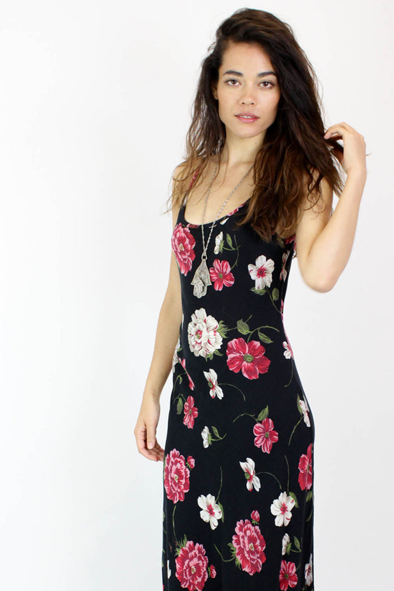 90s Dark Floral Maxi Dress S/M OMNIA 90s Dark Floral Maxi Dress S/M OMNIA